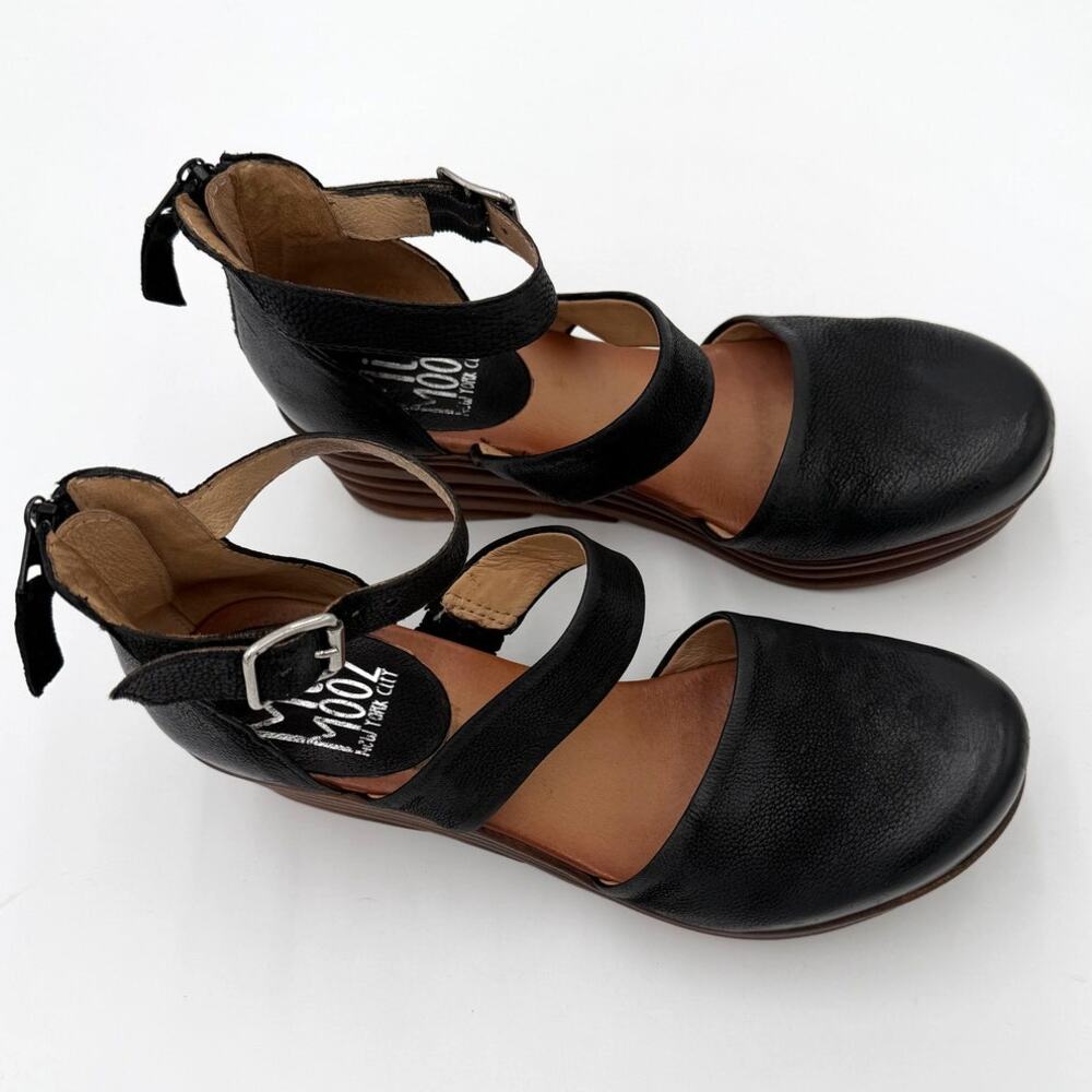 Miz Mooz Mary Jane Wedge Sandals 41 Womens 9.5 Black Leather Comfort Boho - Picture 4 of 13